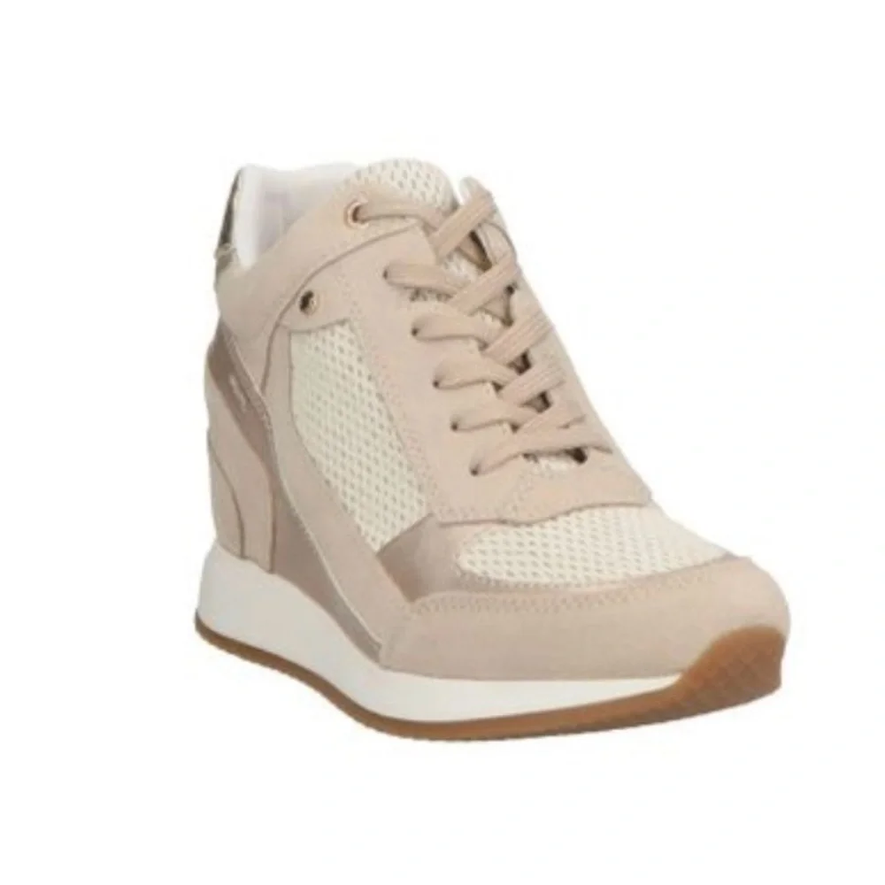 Geox NIB Nydame Wedge Sneaker Lt Taupe Size EU 39 - Picture 1 of 7